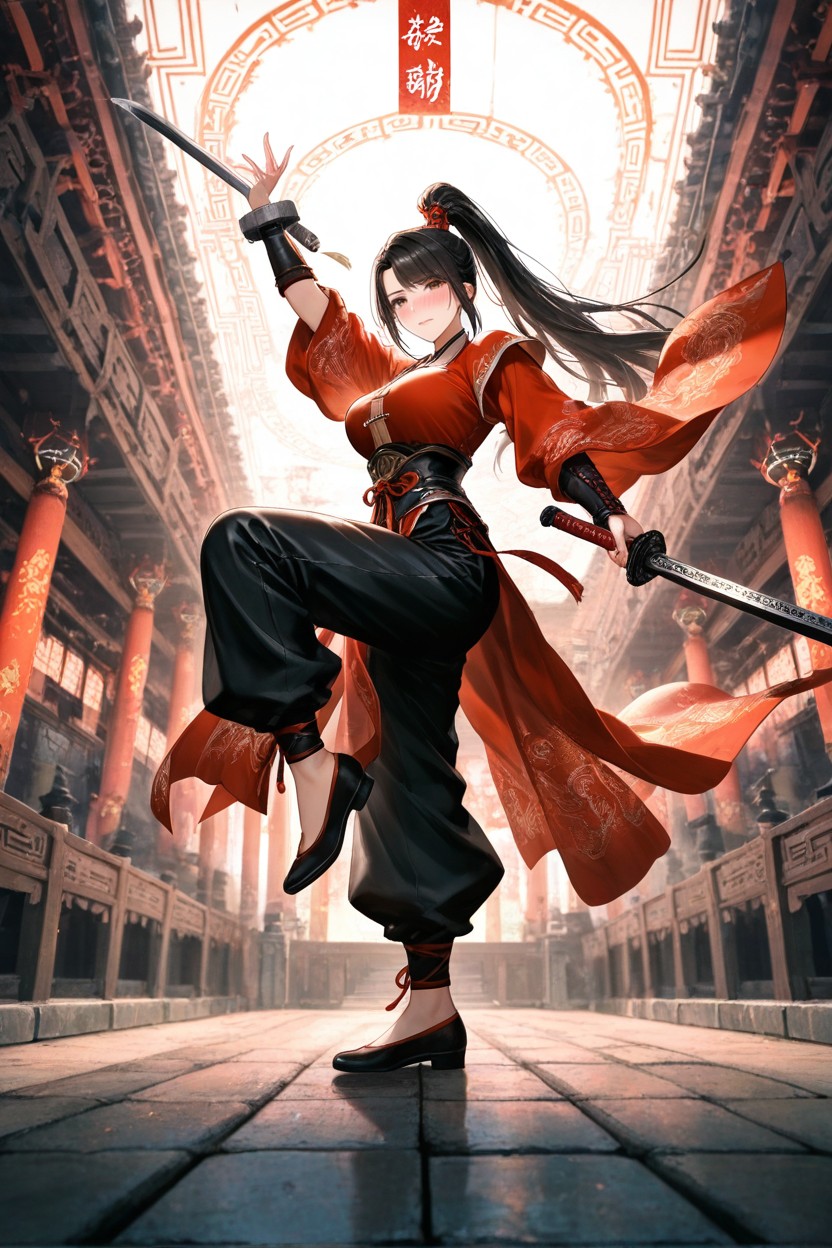 Cuffed Hanfu Pants, Bottom Up, Soft Lighting Hentai AI Porn