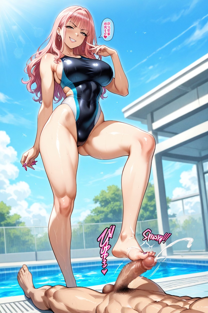 Footjob, Summer, Fair Skin Female With Gentle Aura Hentai IA