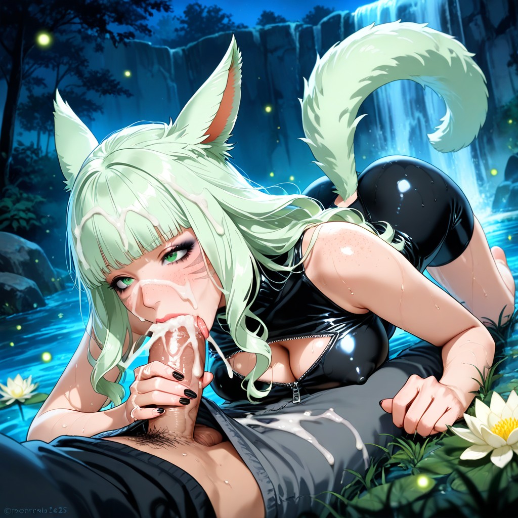 Blowjob, Cum On Hair, Detailed Eyes Hentai IA