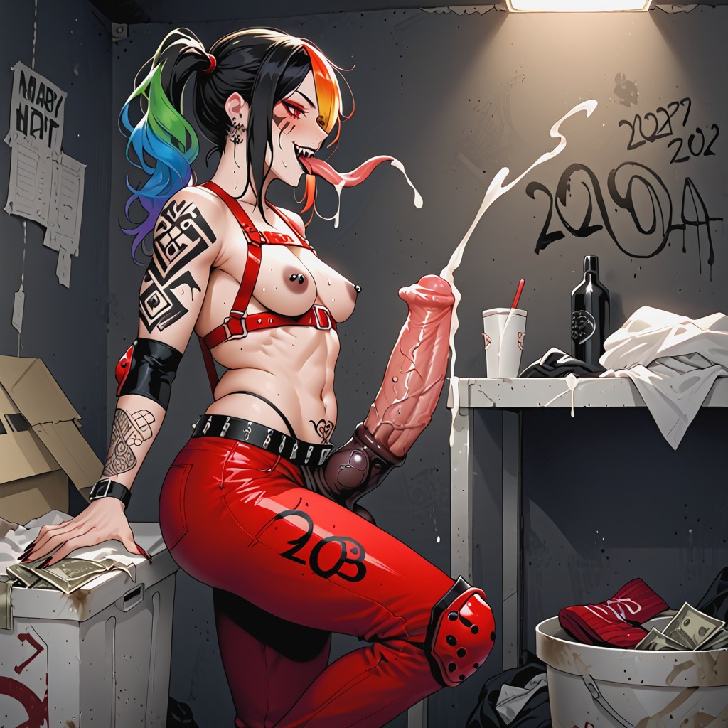 Face Tattoos, Futanari, Pony Cock Hentai AI Porn