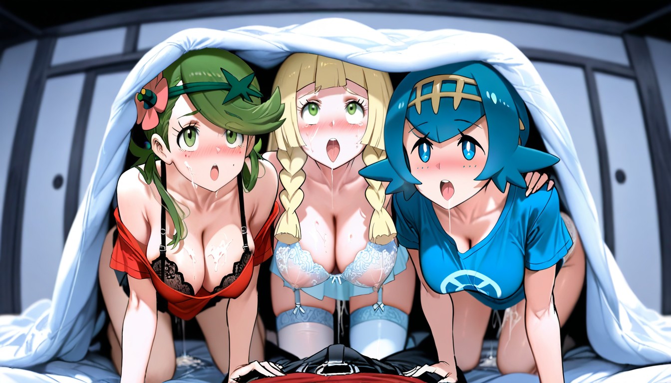 25+, Under Blanket, Detailed Faces Hentai IA