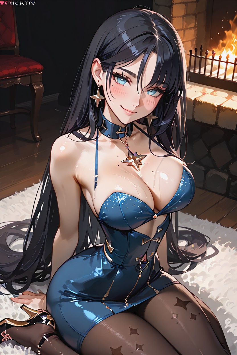 Extremely Seductive Expression, Tights, High Boobs Hentai AI Porn