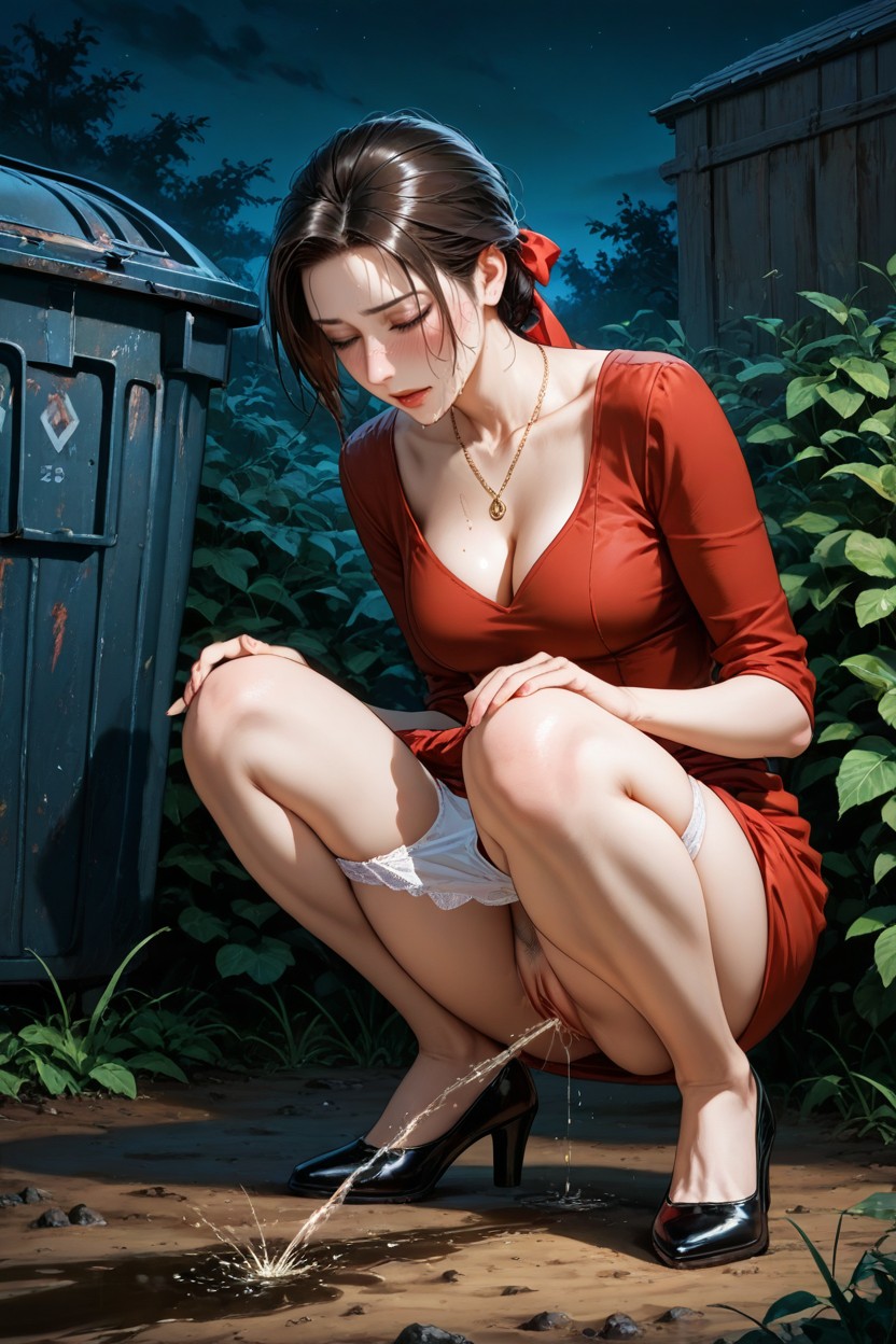 Vagina, In A Half-squat, Garbage Bins Hentai AI Porn