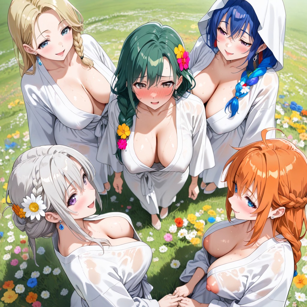 Lesbian Fumble, Full-face Blush, Harem Hentai AI Porn