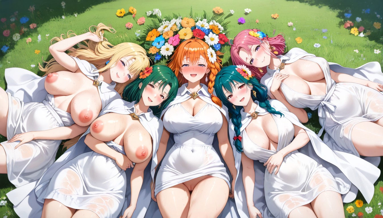 Loose Fit, A Group Of Six Women, Smug Expression Hentai AI Porn