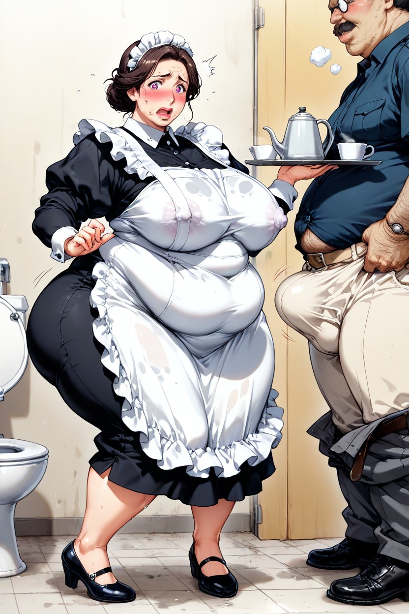 Huge Obese Round Belly, And Her Body Has Almost No Wrinkles For A Seventy Old Woman, 50+ Hentai AI Porn
