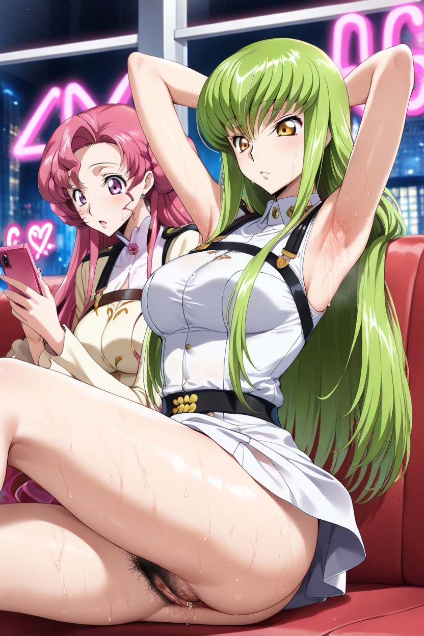 Looking At Phone Distracted, Sitting On Cough, 25+ Hentai AI Porn