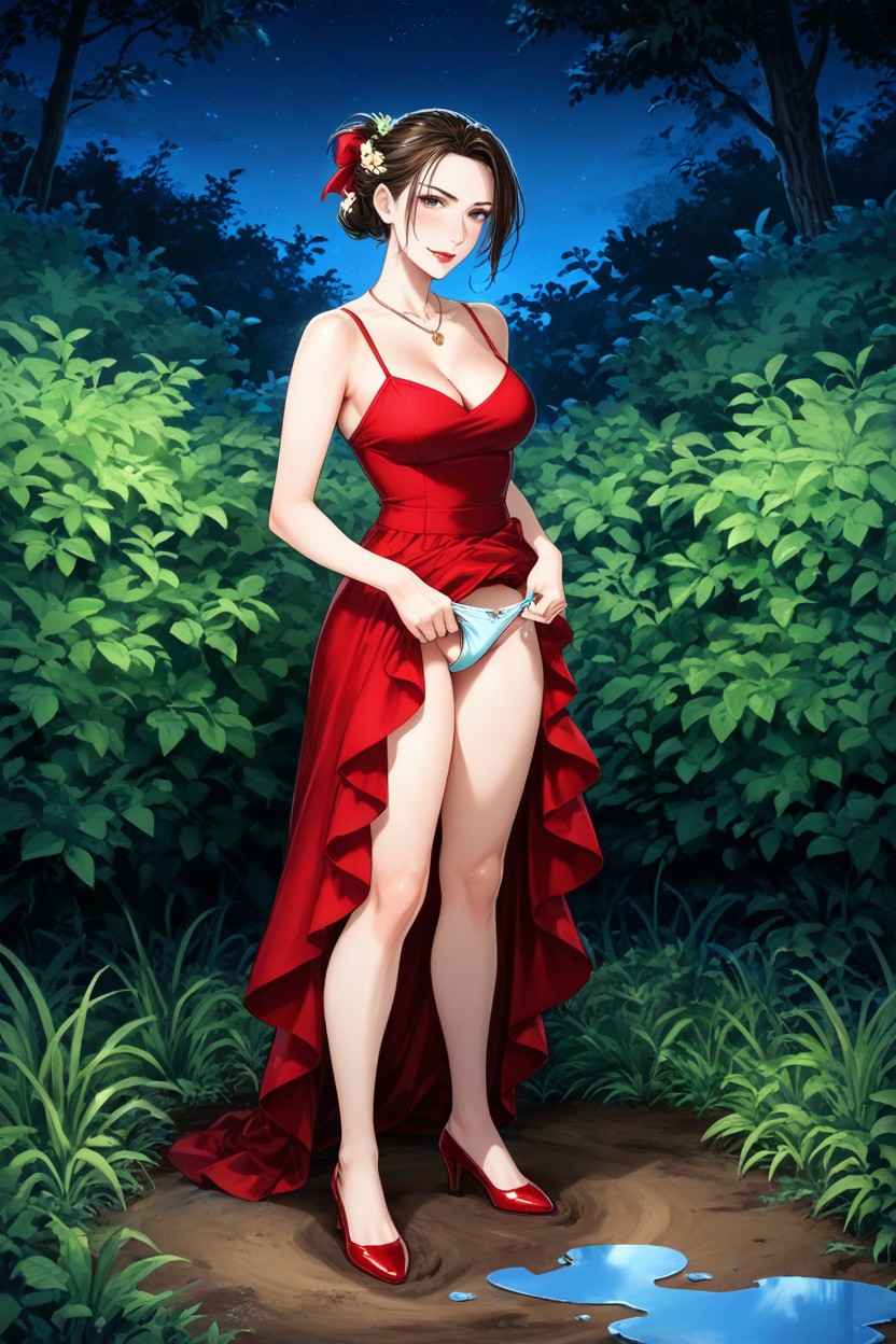 Necklace, Bushes, Steped Feets Aside Hentai AI Porn