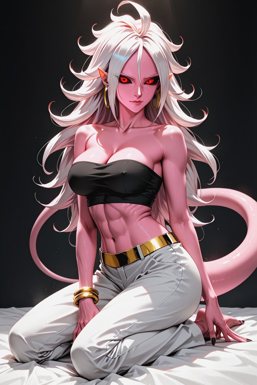 Belt And Earrings, Pink Skin Color, Smooth Pink Skin Tone Hentai AI Porn