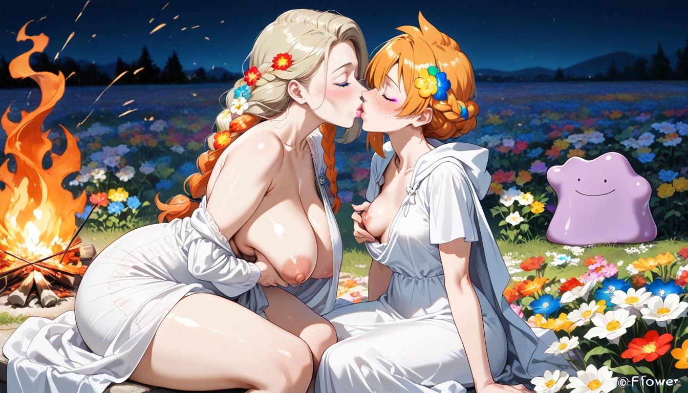 Bright Red Cheeks, Blushing Cheeks, Asymmetrical Hairstyle Hentai AI Porn