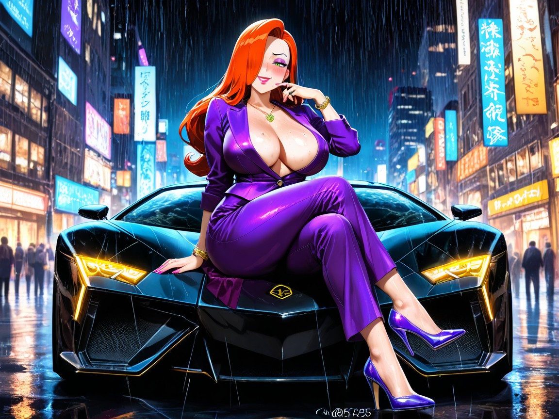 Dark Cinematic Lighting, Smug Expression, Diamond Necklace Hentai AI Porn