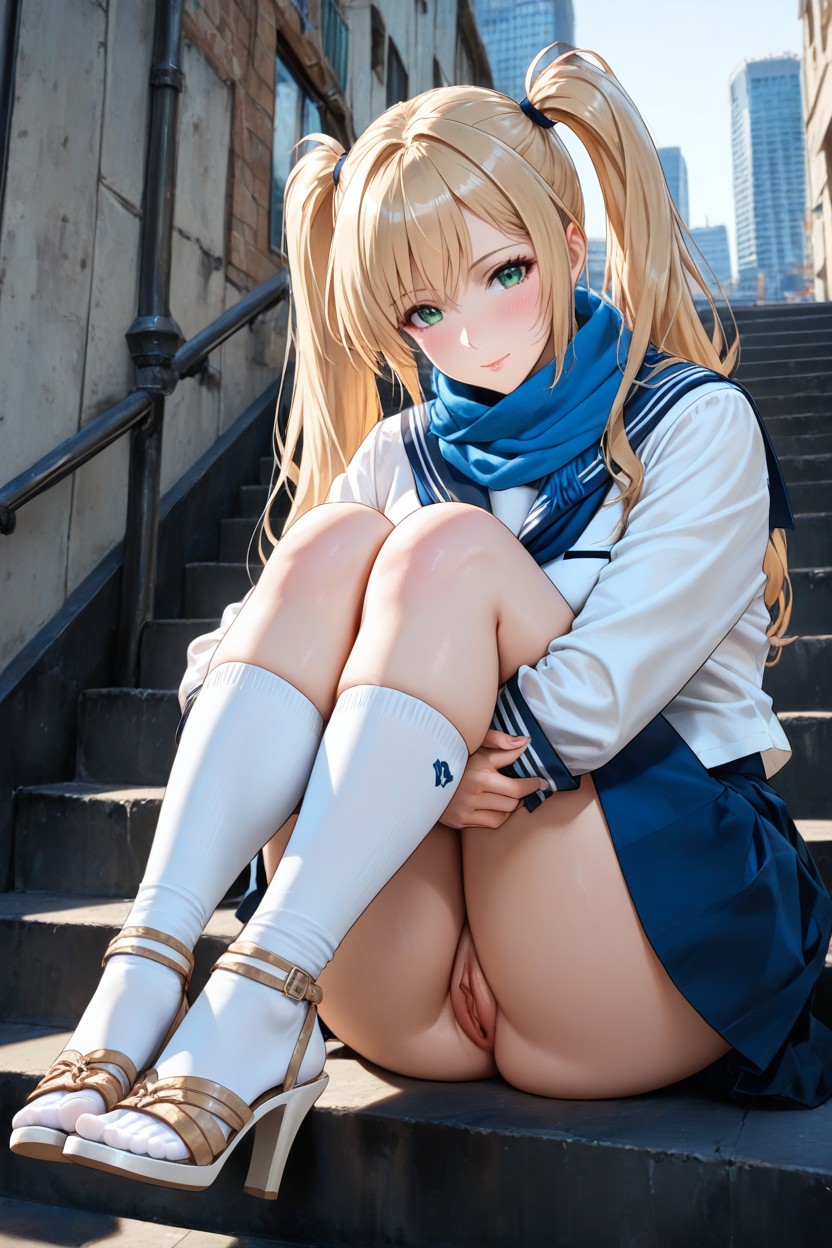 Shaved Pussy, Hugging Own Knees, Marie From Doa Hentai AI Porn
