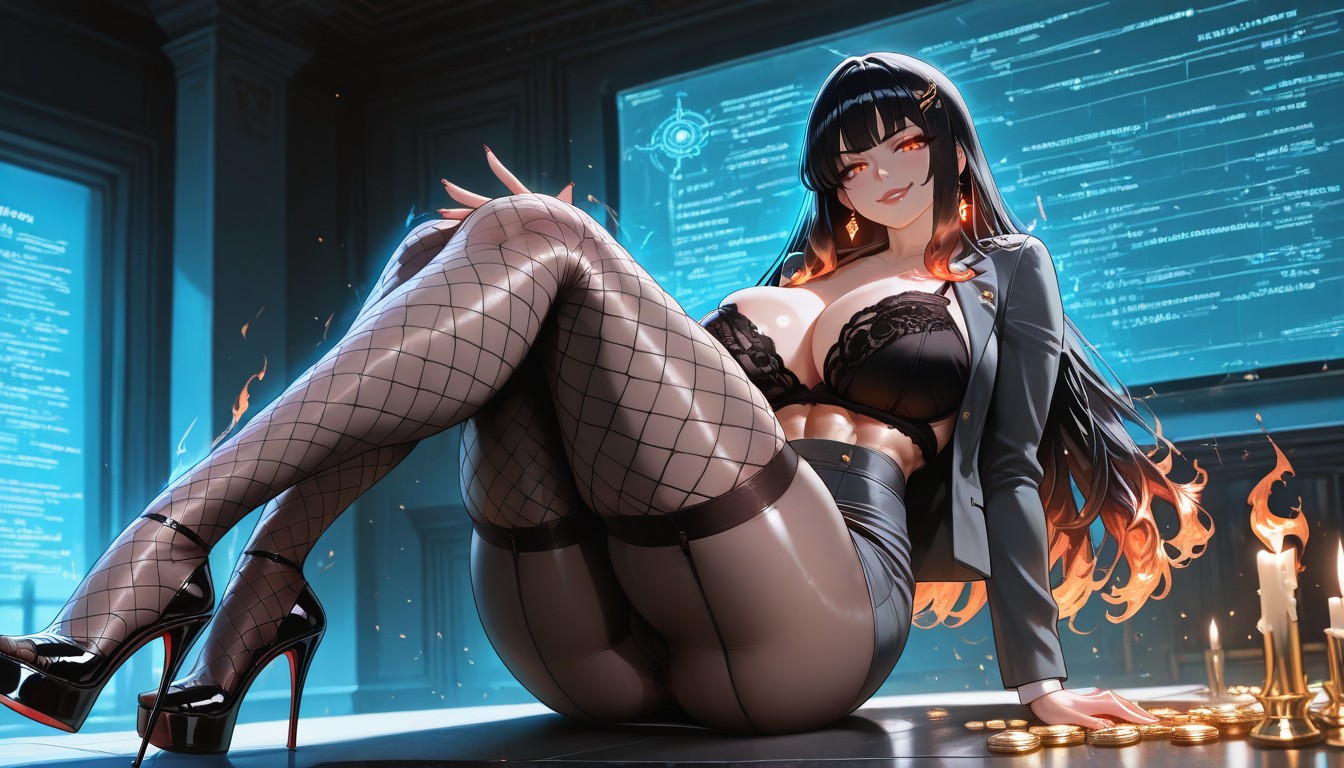 Yo Korean Woman, Standing Tall In Sleek, Teasing Hentai AI Porn