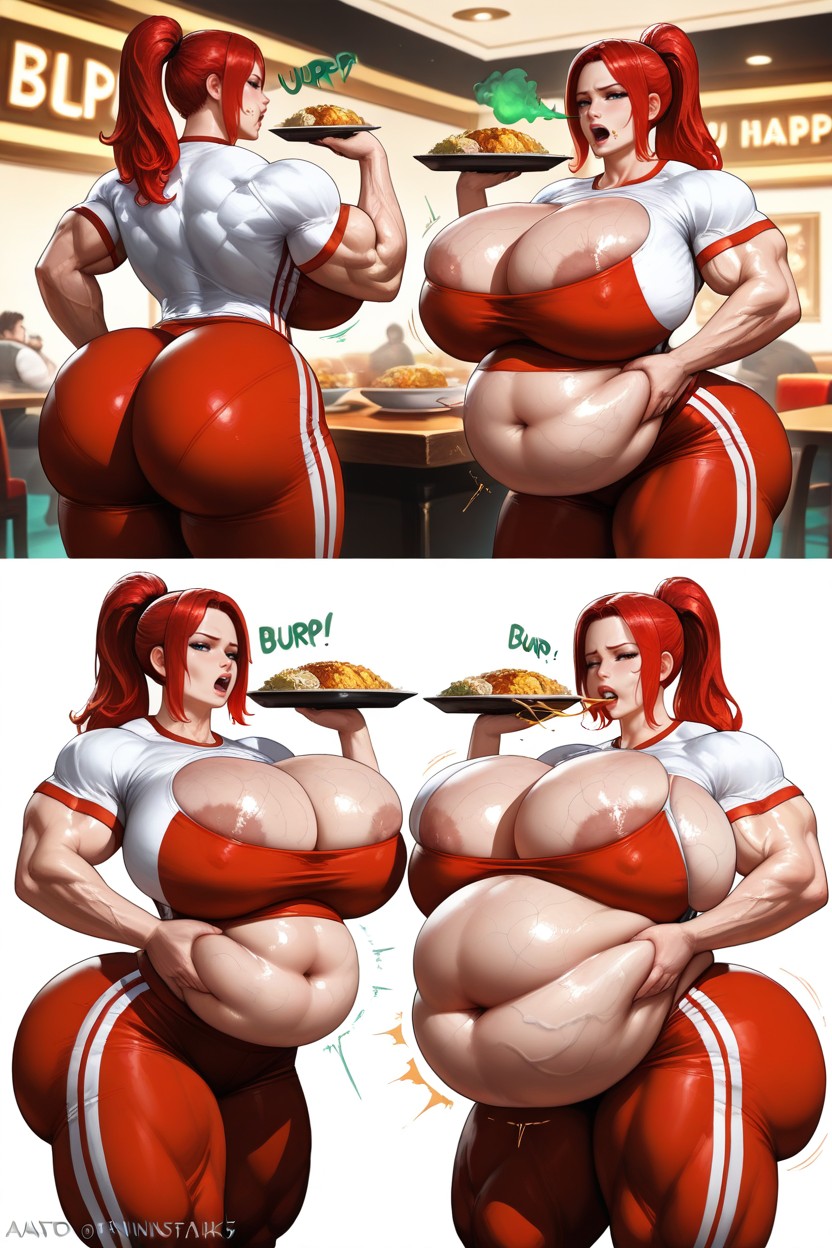 Huge Full Belly, Stuffed Belly, Messy Eating Hentai AI Porn