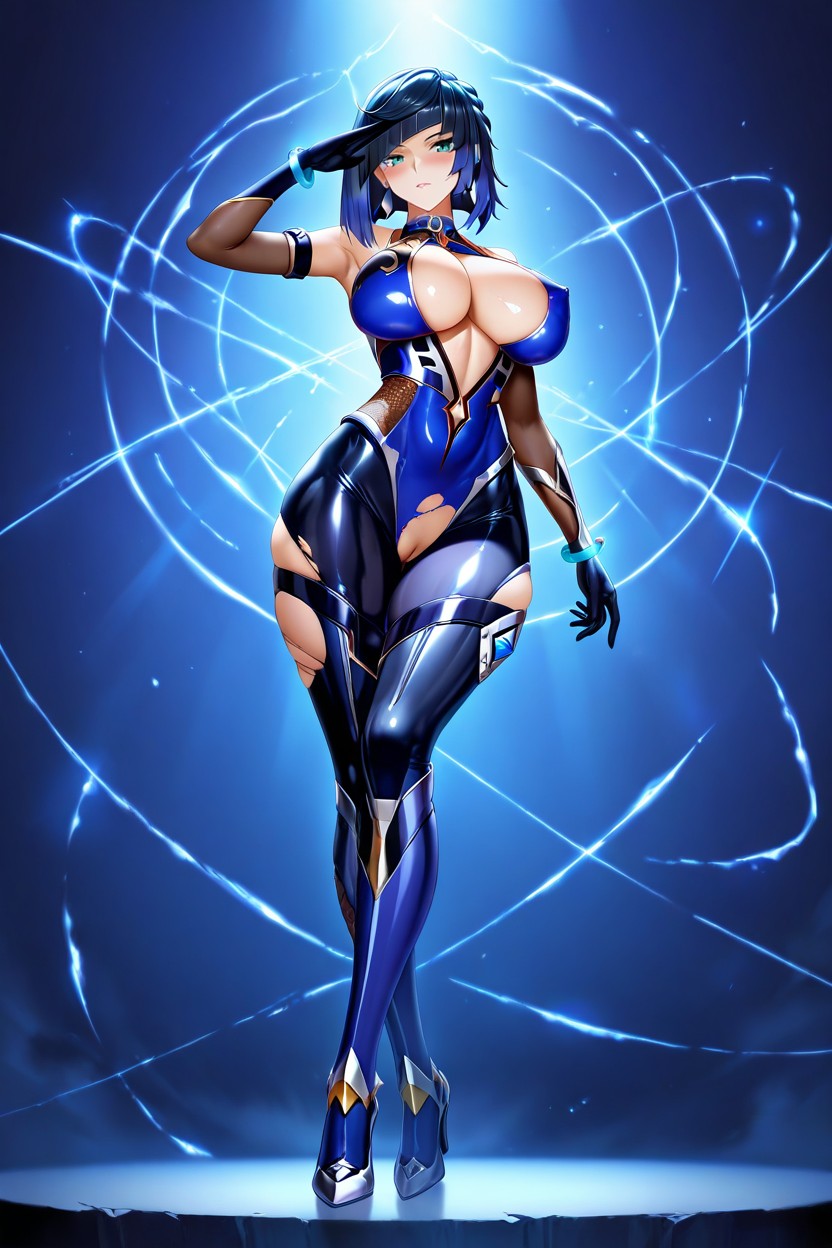 Long High Heels, Pussy Line, Tight Latex Bodysuit Porno IA Hentai