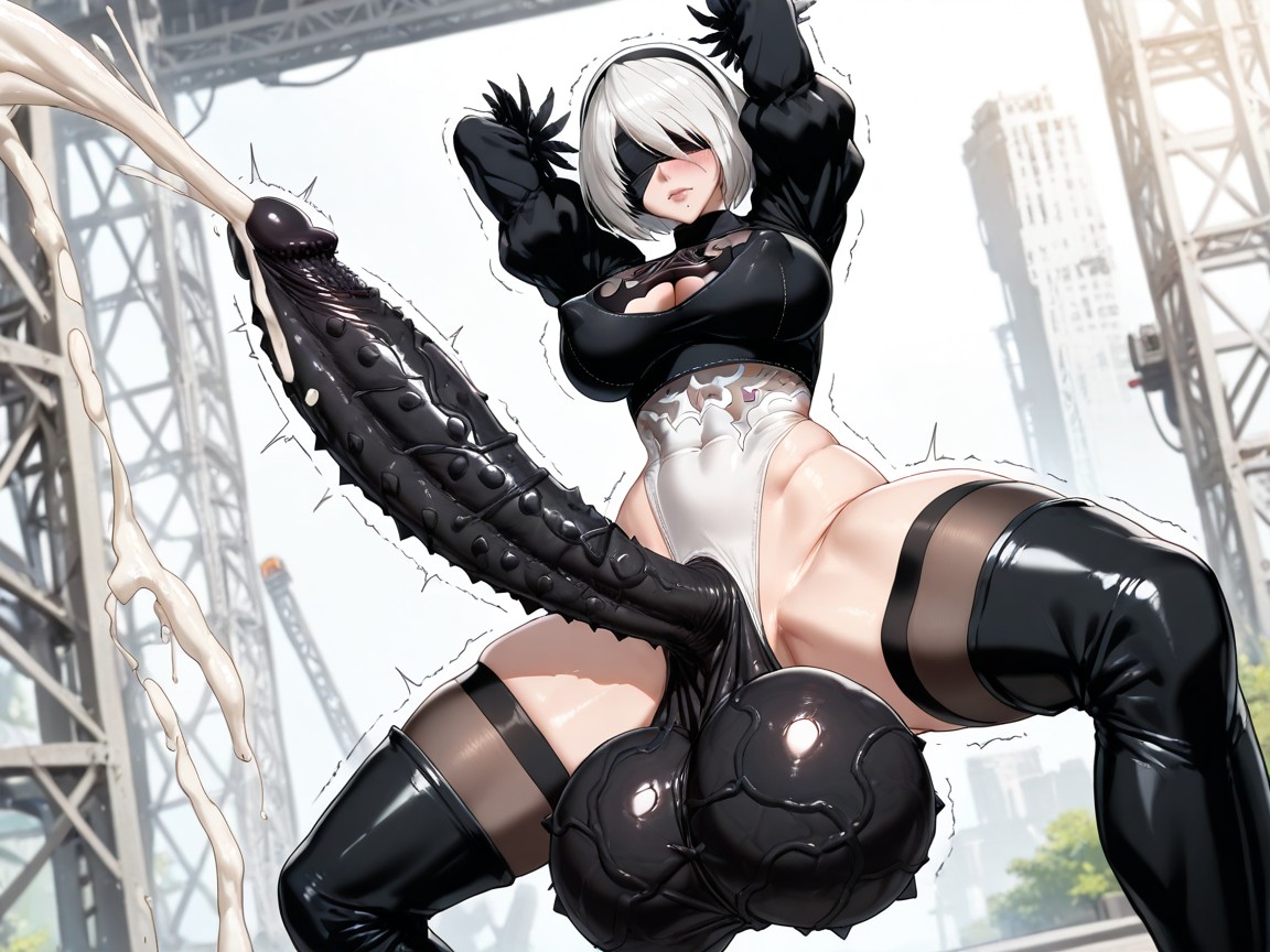 Heavy Hyper Sagging Testicles, B From Nier Automata, Black Glans Porno IA Hentai