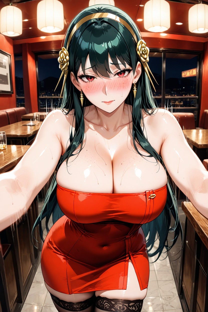 Round Face, Highly Detailed Face, Big Red Eyes AI黃漫