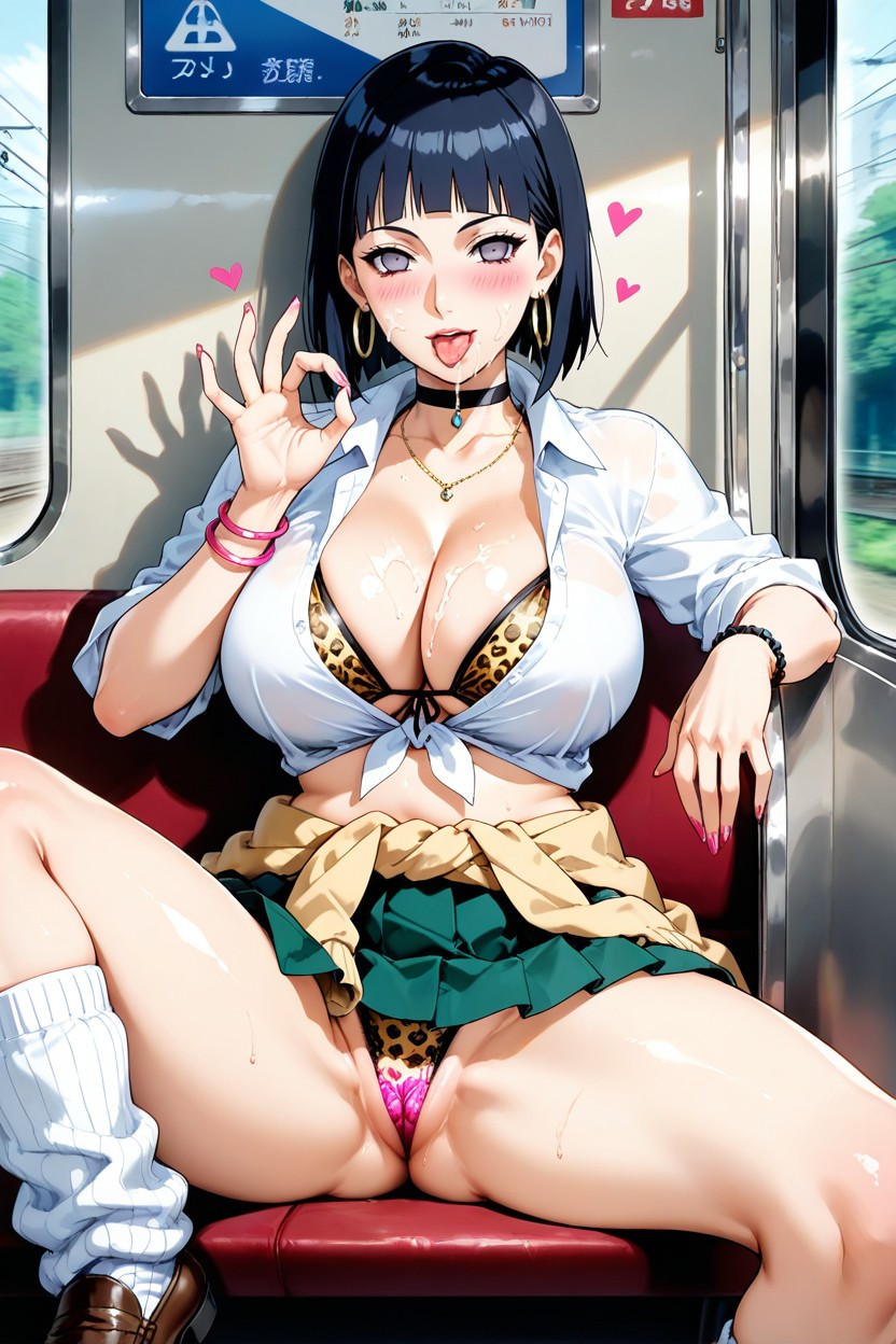 Spread Legs, Pleated Skirt, Heart Porno IA Hentai