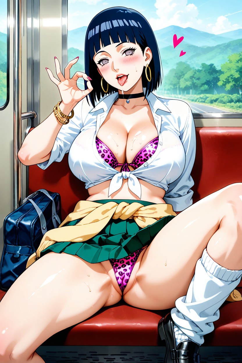 Midriff, Black_choker, White_shirt Hentai AI Porn