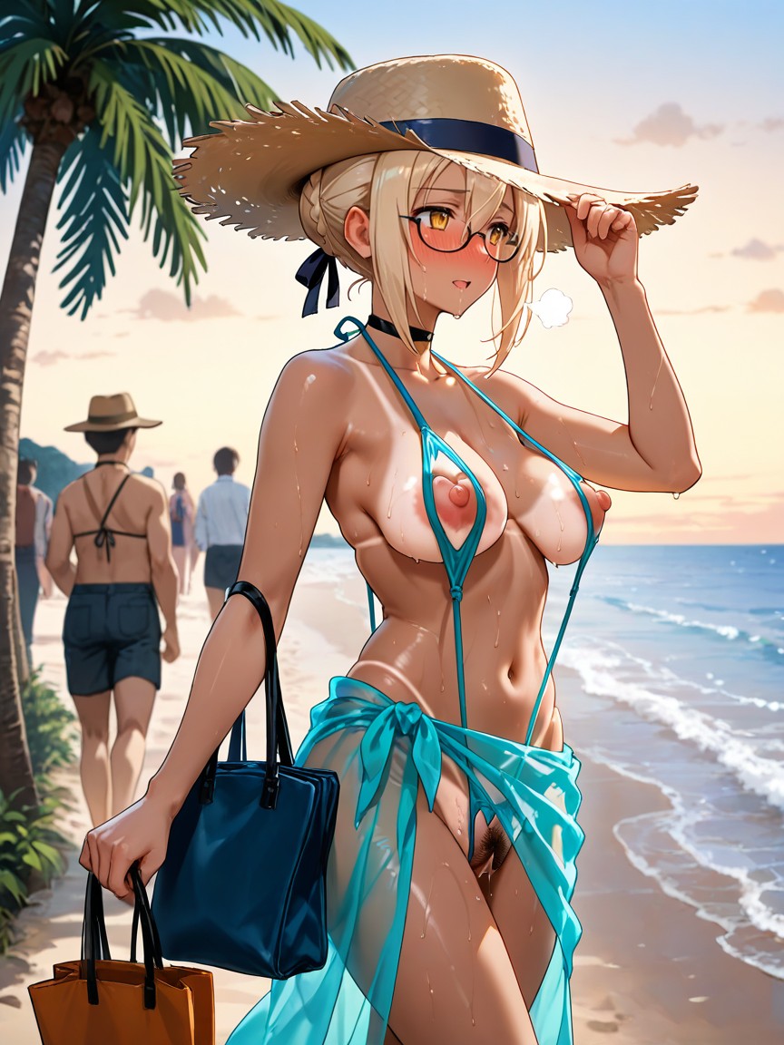 Mysterious Heroine X Alter, Palm Tree, Erect Nipple Hentai KI Porno