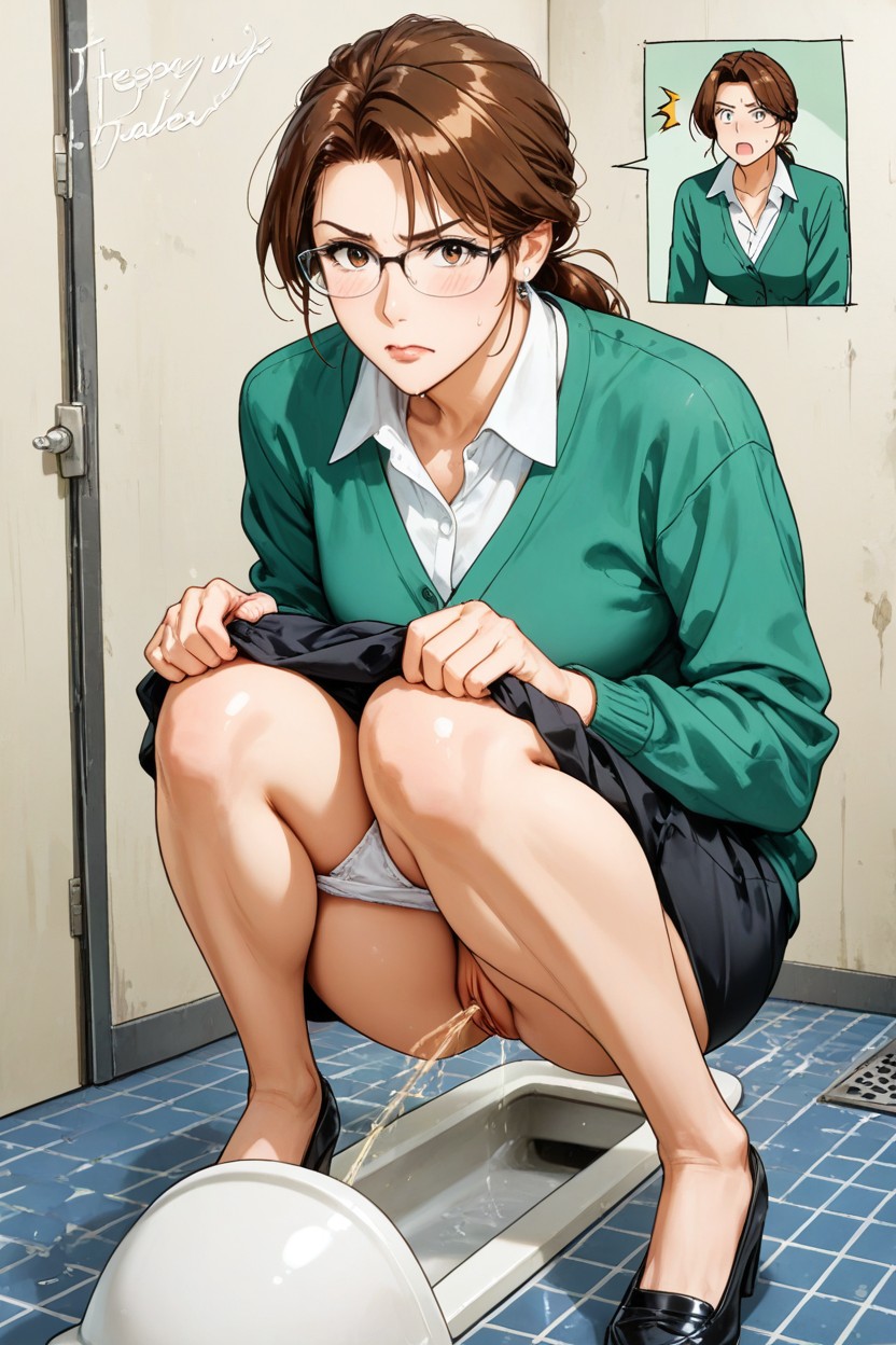 Brown Hair, Caught, Sexy Legs And Crotch Porno IA Hentai