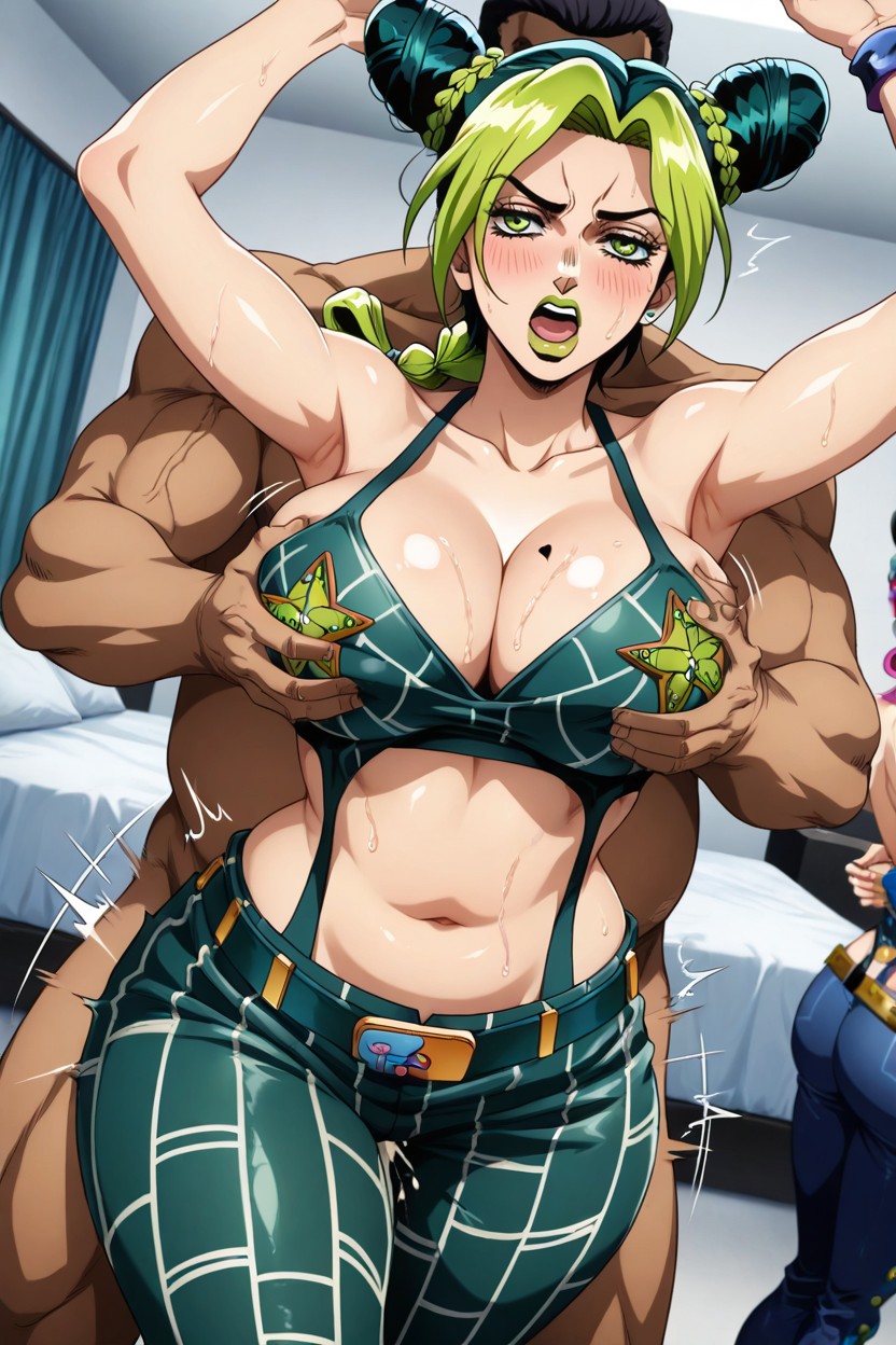 Big Booty Jolyne, Jolyne Skirt, Man Holding On To Jolynes Breast During Sex Porno IA Hentai
