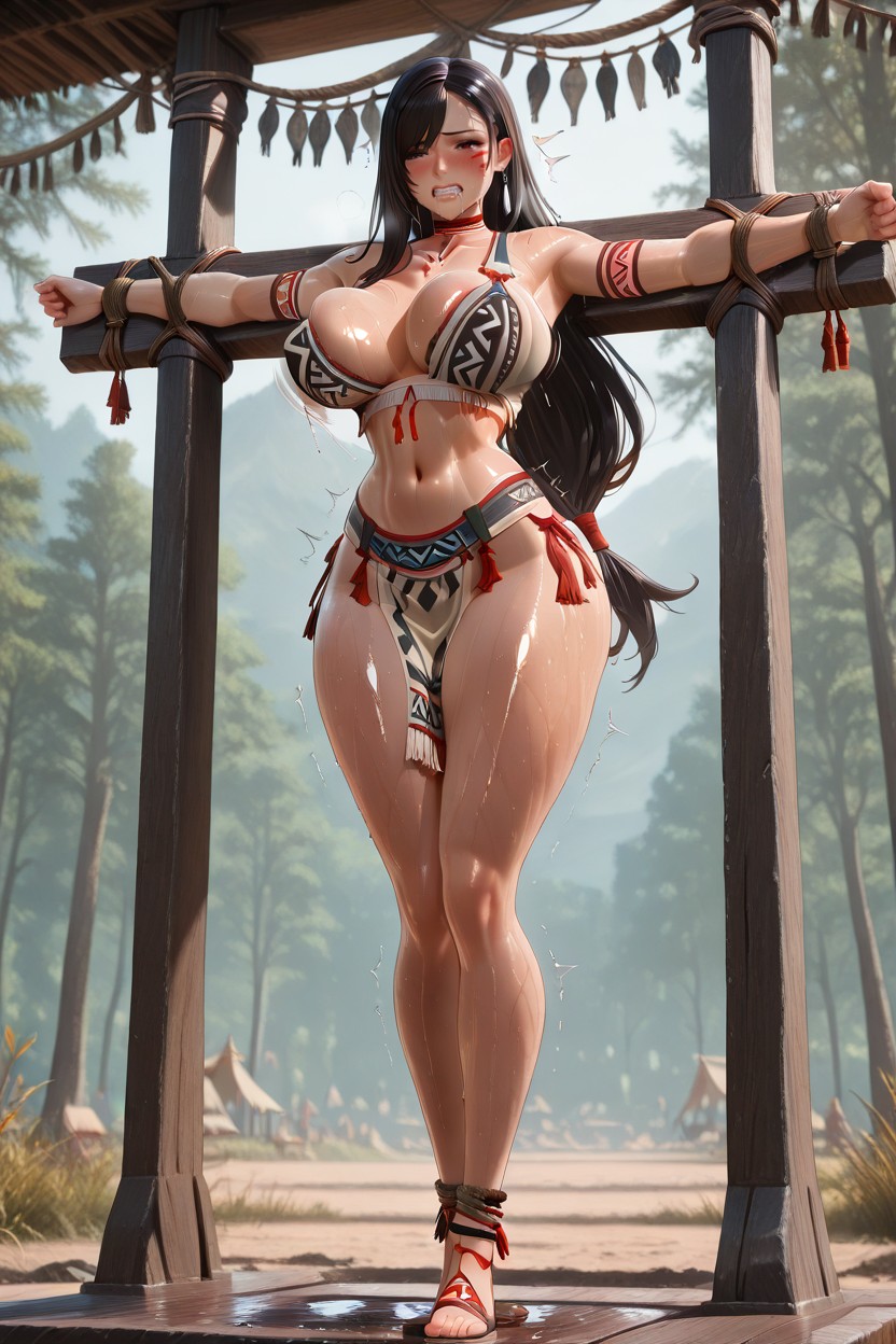Blush, Perfect Hourglass Body, Crucifixion Restrained Hentai AI Porn
