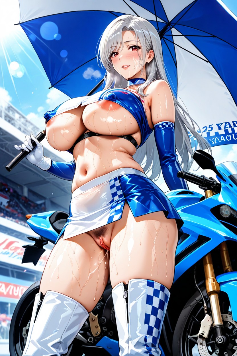 Standing, Race Queen Thigh Long Boots, Up Skirt Hentai IA