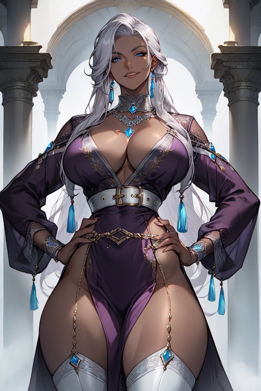 Deep Cleavage, Looking Down At Viewer, Large Breast Hentai AI Porn