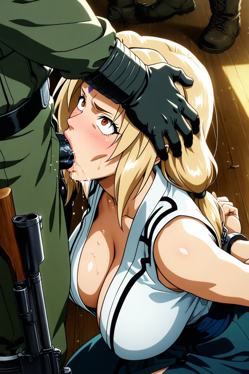 Sleeveless White Kimono From Anime, Anime Style, Face Fucking Hentai IA