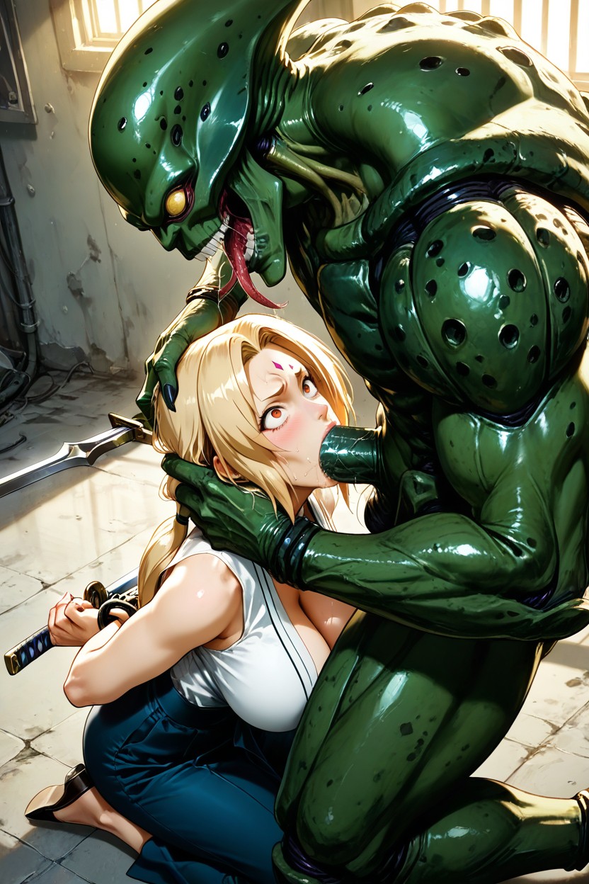 Looking Up At Monster, Long Waist, She Hentai AI Porn