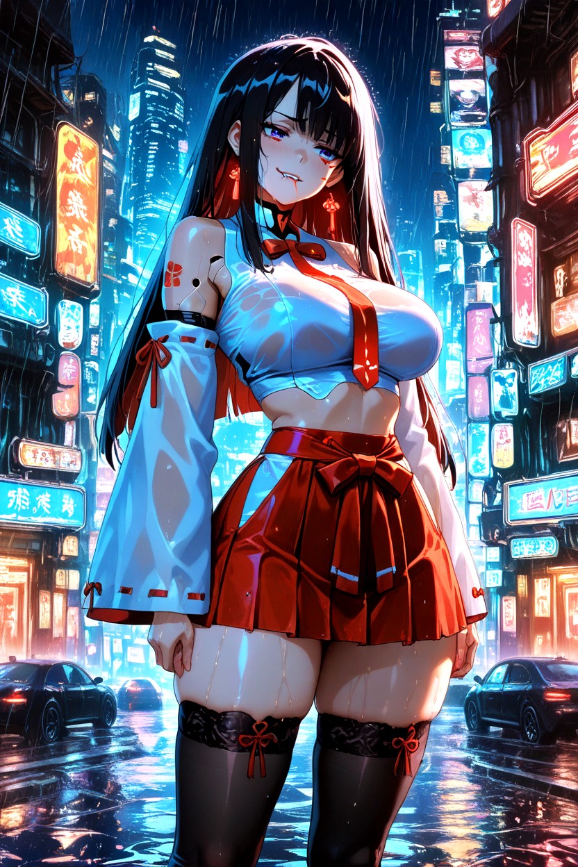 Android, A Red Skirt, Biting Lip Hentai AI Porn