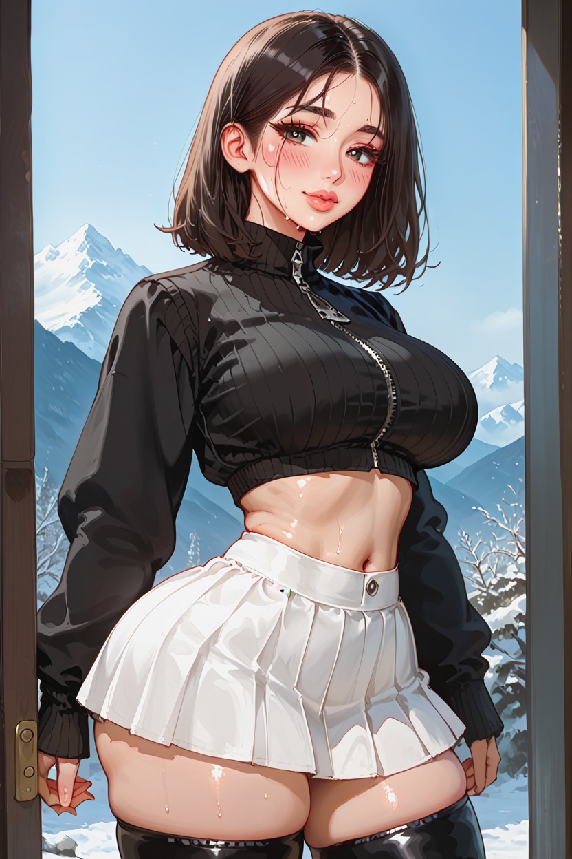 Perfect Face, Big Round Lips, Medium Hair Length Hentai IA