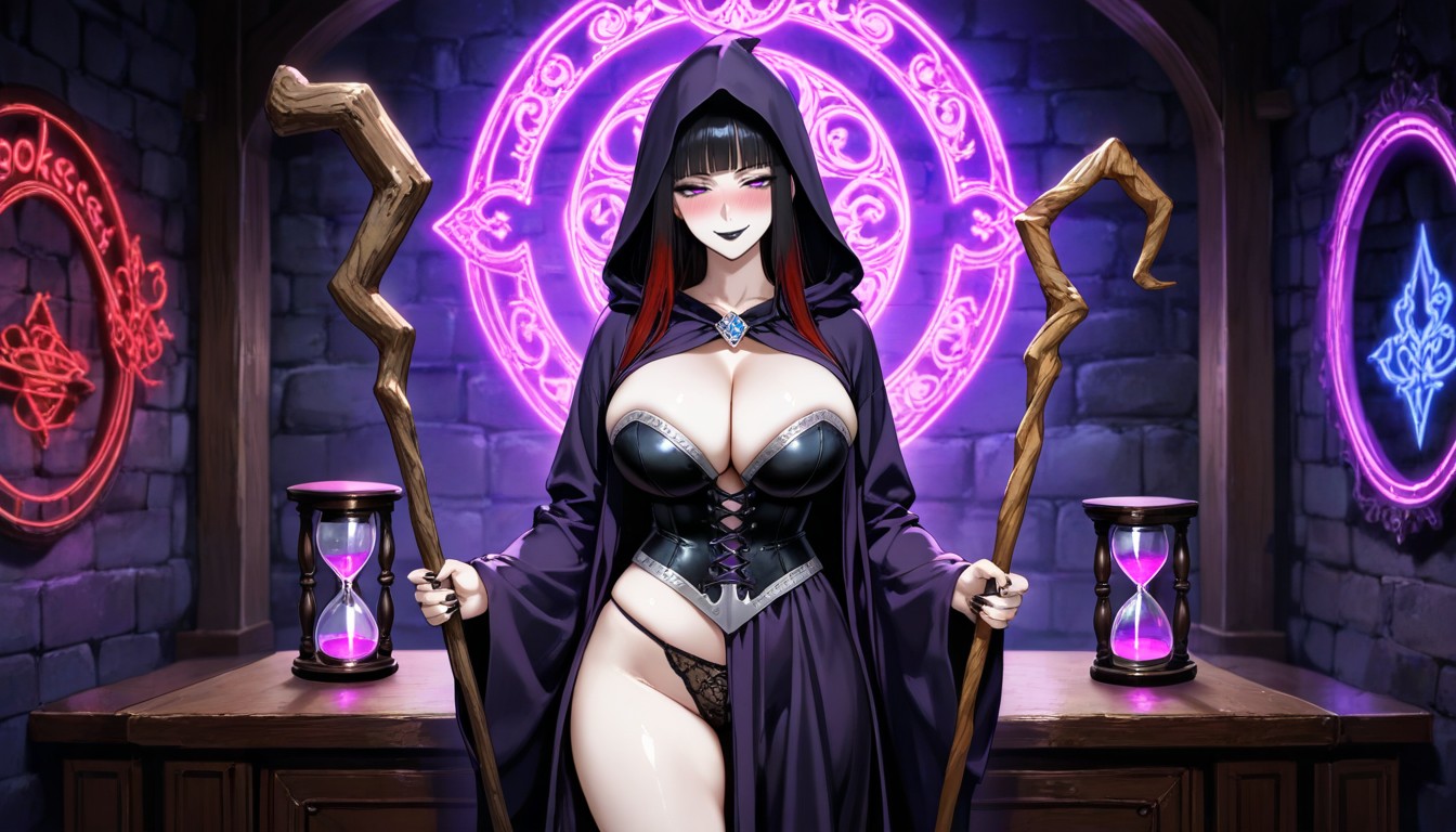 Espiègle, Bare Skin Under Sheer Fabric, Purple Neon Signs On Walls Porno IA Hentai
