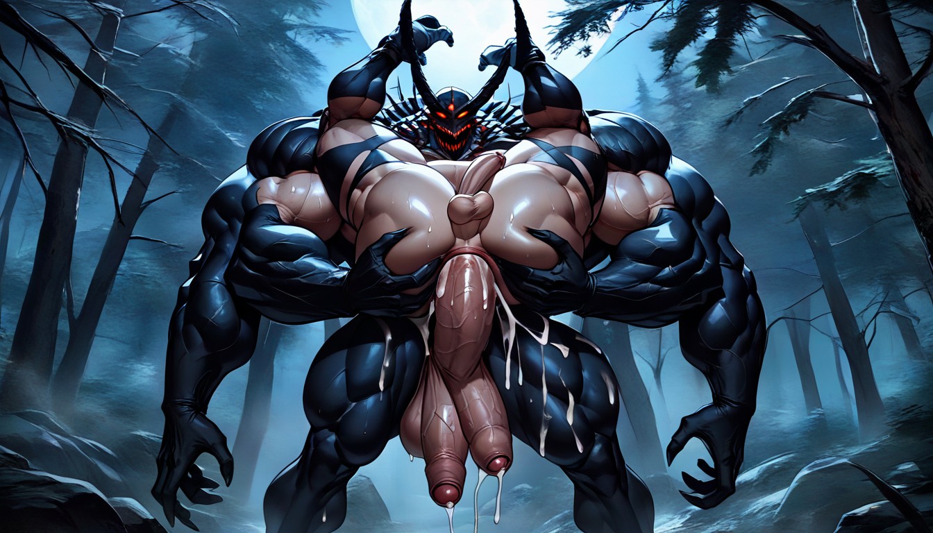 Oversized Muscle Males, Action Lines Visible, Stretching Pink Puffy Anus Hentai AI Porn