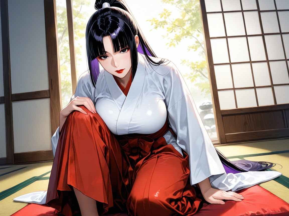 Shiny Skin, Hands On Knee, Black Eyes Hentai AI Porn