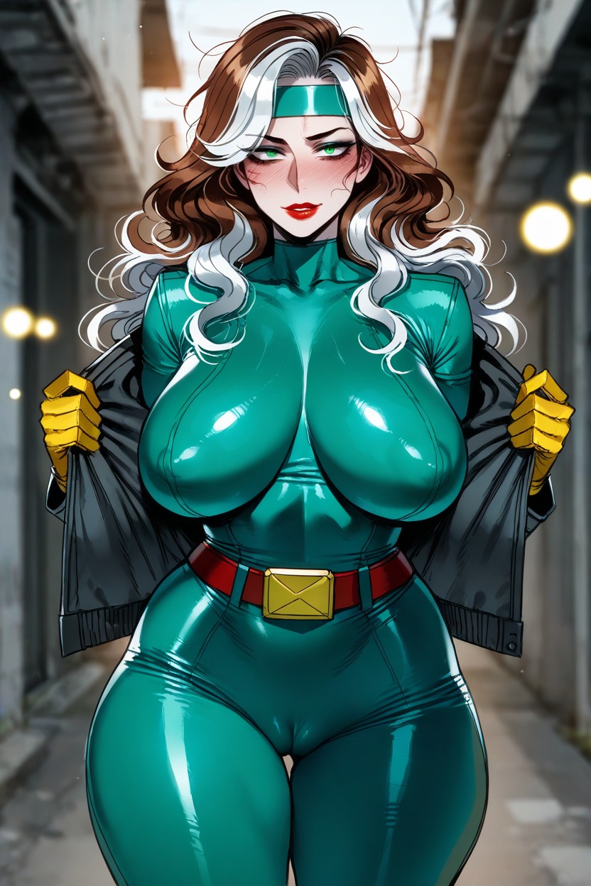 Big_hair, Multicolored Clothes, Large Breasts Hentai AI Porn