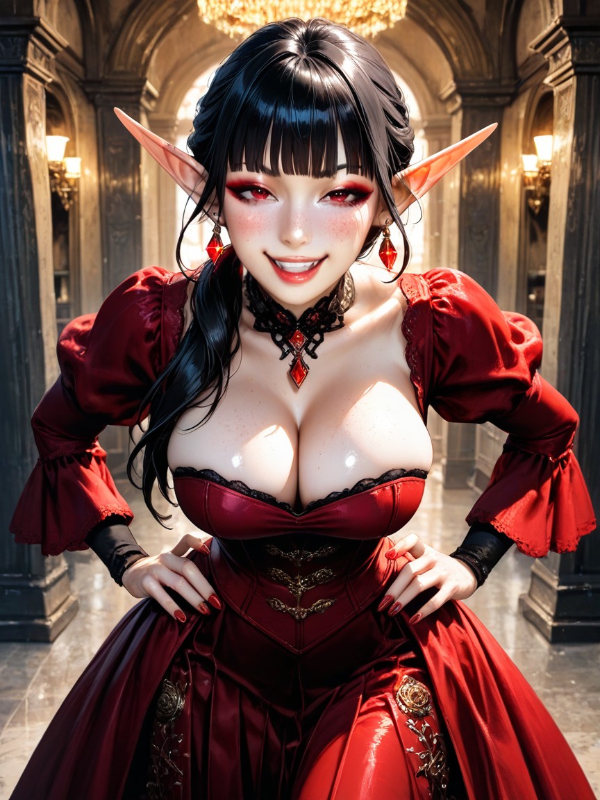 Makeup Eyes, Looking At Viewer, Low Ponytail Hentai AI Porn