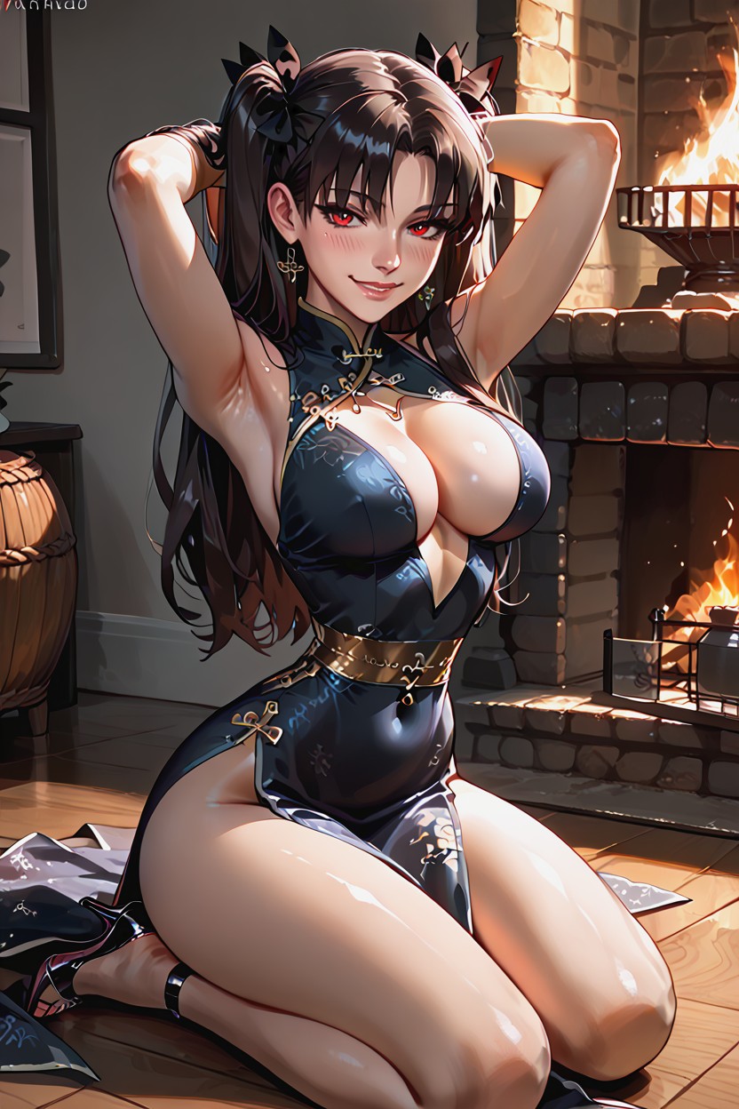 Waist, Looking Up, Perfectly Circular Boobs Hentai AI Porn