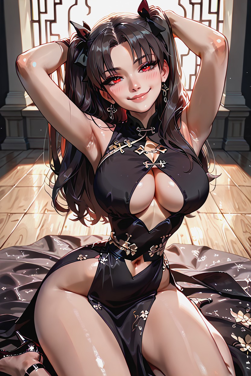 Mischievous Smile, Perfectly Round Tits, Warm Lighting Hentai IA