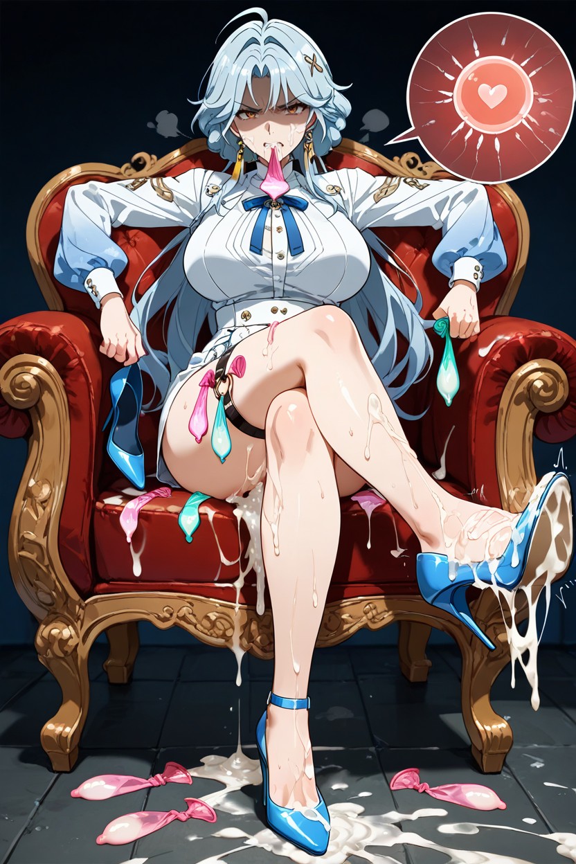 Cum On Shoes, Covered By Cum, Holding Many Used Condom In Mouth Porno IA Hentai