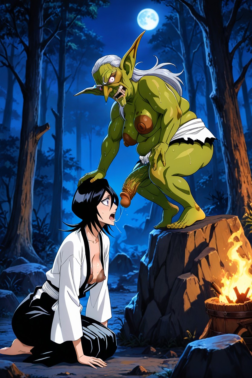 Goblin Male, Red Moon, Cleavage Hentai AI Porn