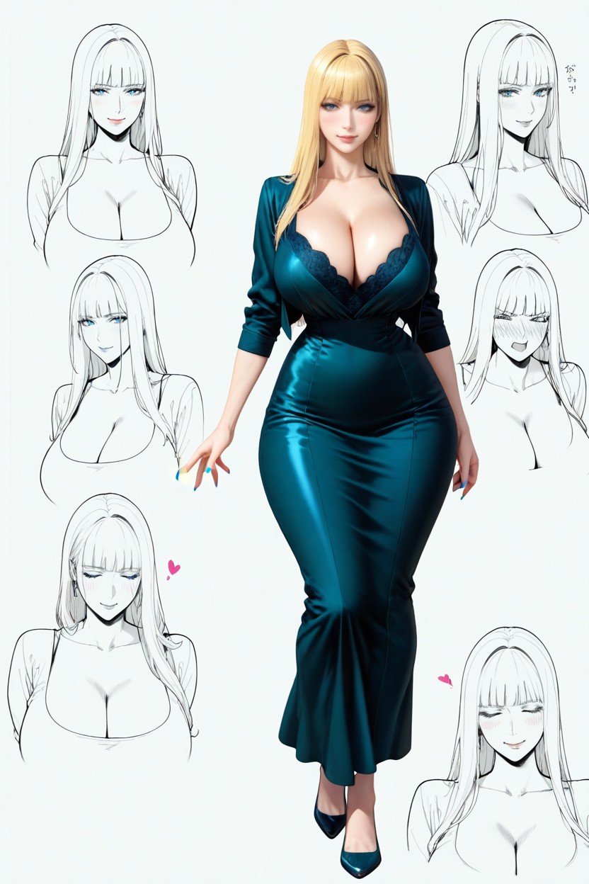 Hearts, Bottom Heavy Character Reference Sheet, Calm And Confident Atmosphere Hentai AI Porn