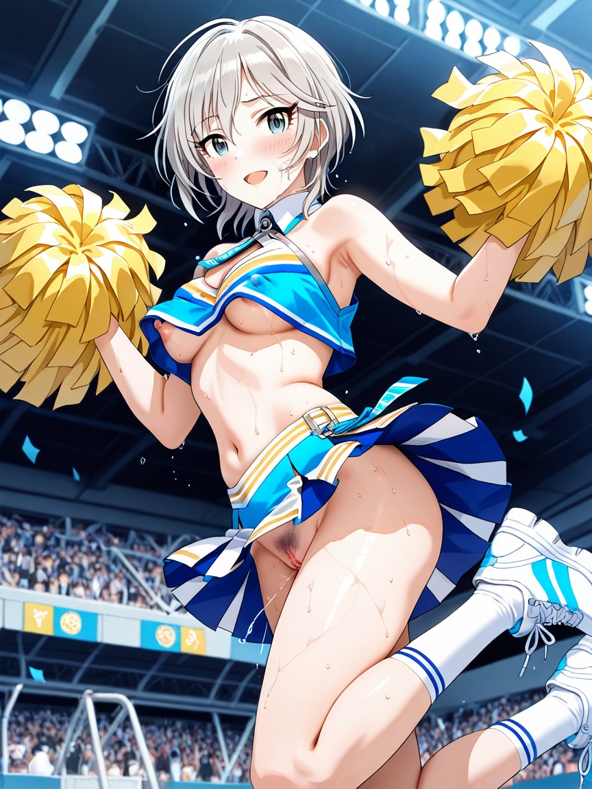 Underboob, Low Angle, W-leg Pose Hentai AI Porn