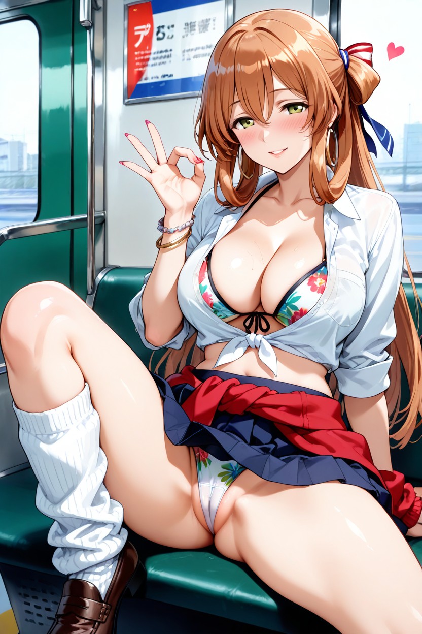 On Bench, Solo, Front-tie Top Hentai AI Porn