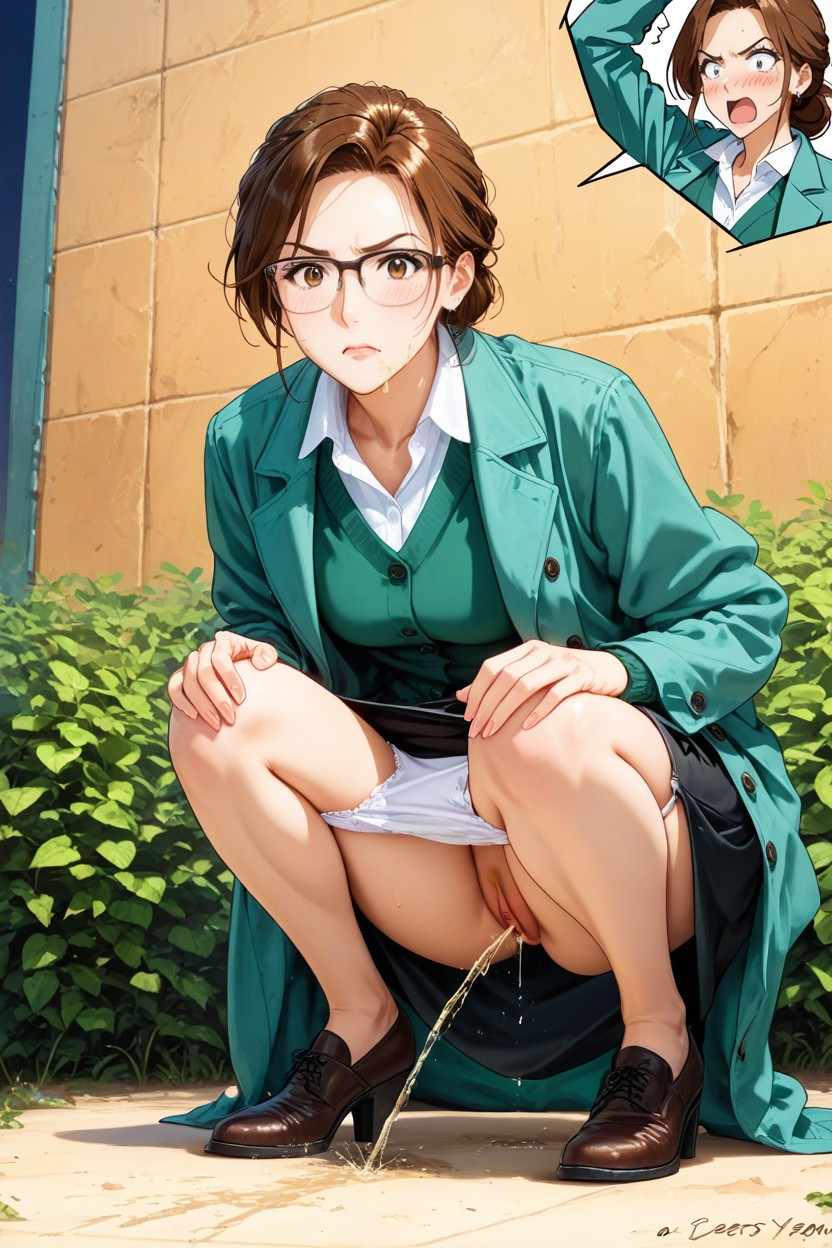 In A Half-squat, Brown Hair, Thighs Hentai AI Porn