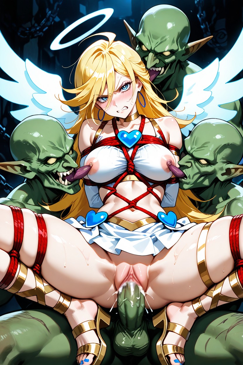 Long Golden Hair, Spreading Legs, Group Sex Hentai AI Porn