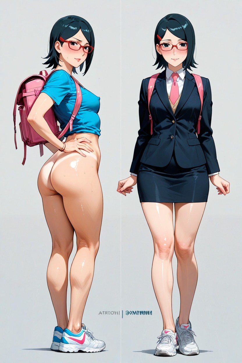 Sarada Uchiha, Body, No Panties Hentai AI Porn