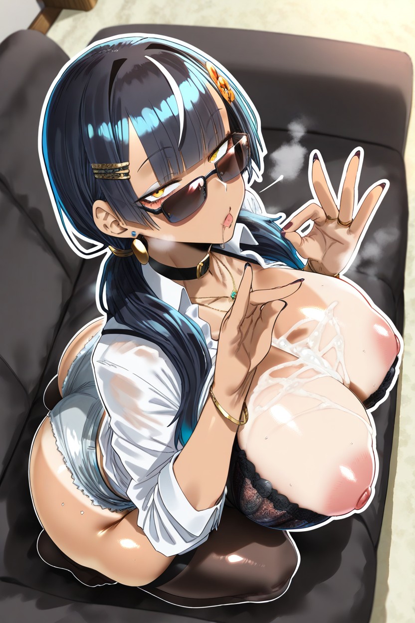 Looking Up, Earrings, Excessive Cum On Breast Hentai IA
