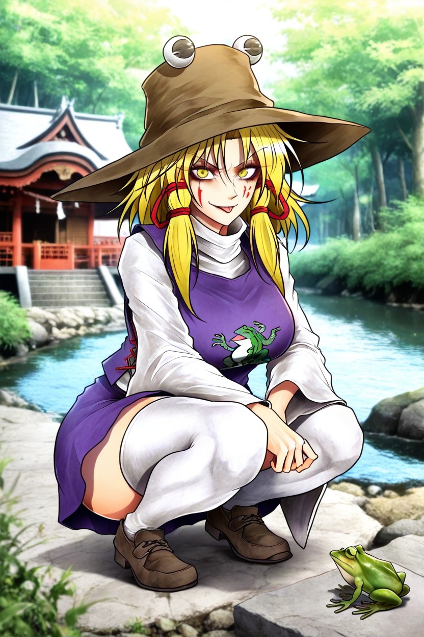 Turtleneck, Shrine, Frog Print Hentai AI Porn